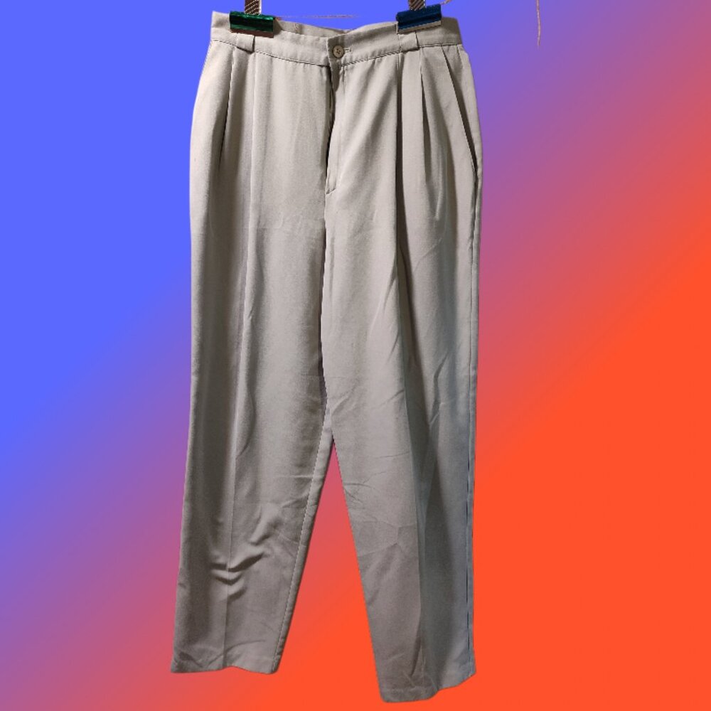 Khaki Pleated Women's Trousers Size 8